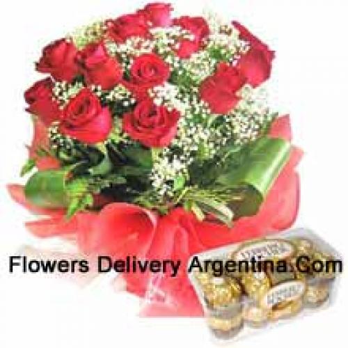 11 Red Roses with Yummy 16 Pcs Ferrero Rochers