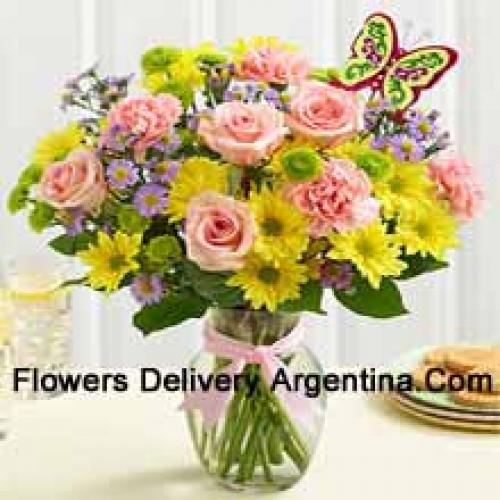 25 Roses, Carnations and Gerberas