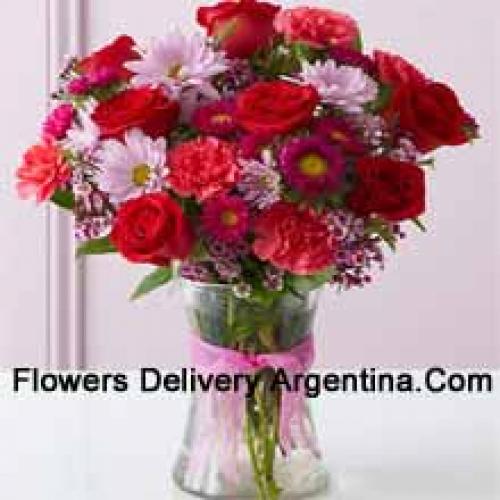 Cute Red Roses and Carnations