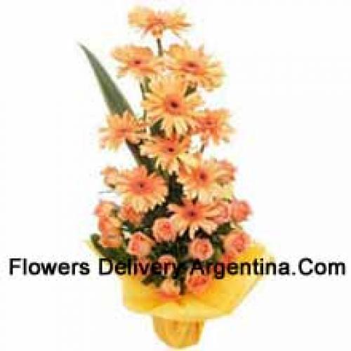 Orange Roses and Gerberas Big Basket